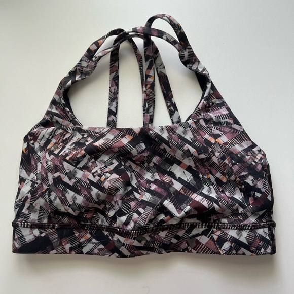 Lululemon Energy Bra Medium Support B-D Cup Kaleidoscope Pink Multi Size 4 - Picture 1 of 4